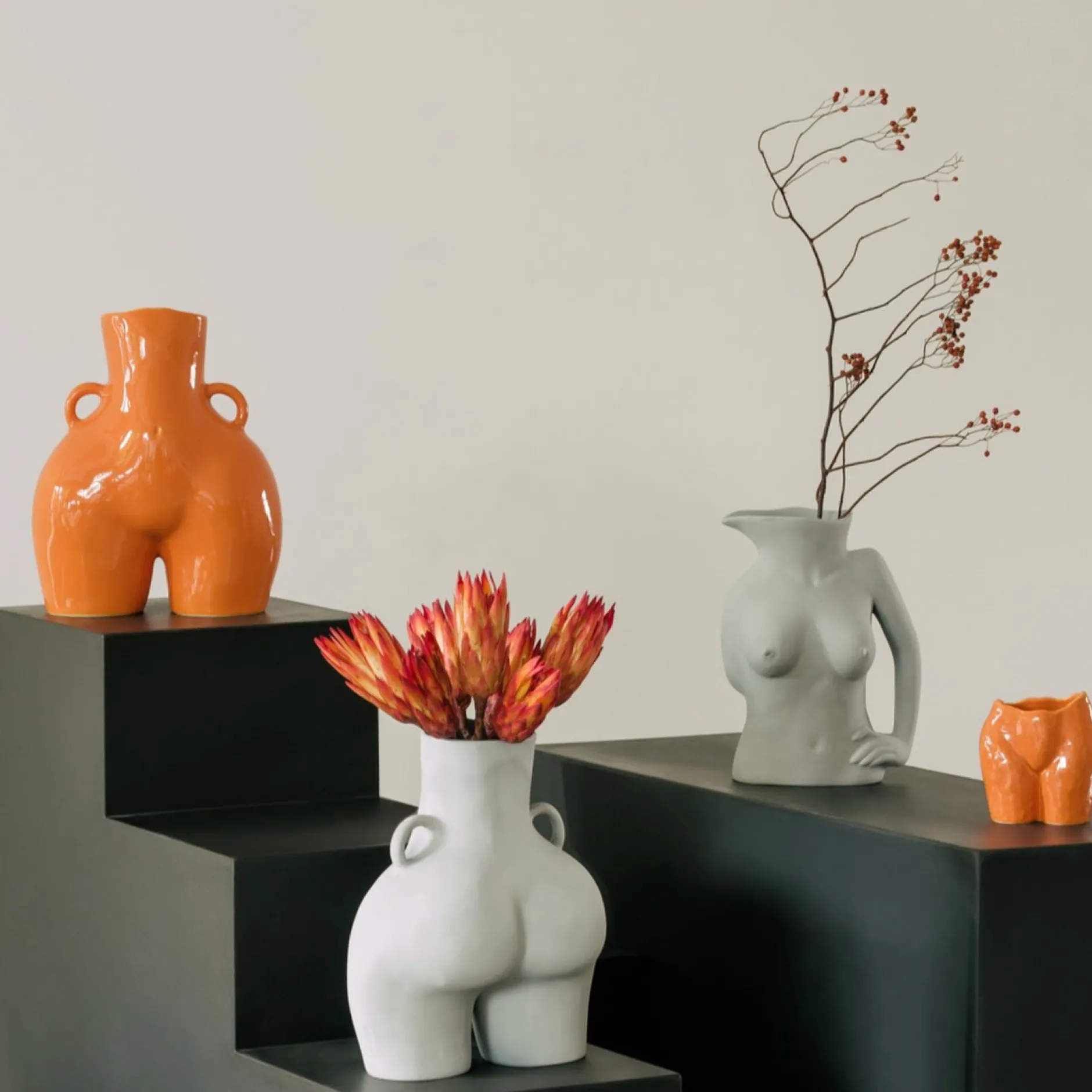 Anissa Kermiche Maison<Vase Avec Poignees D'Amour (Gris Clair)